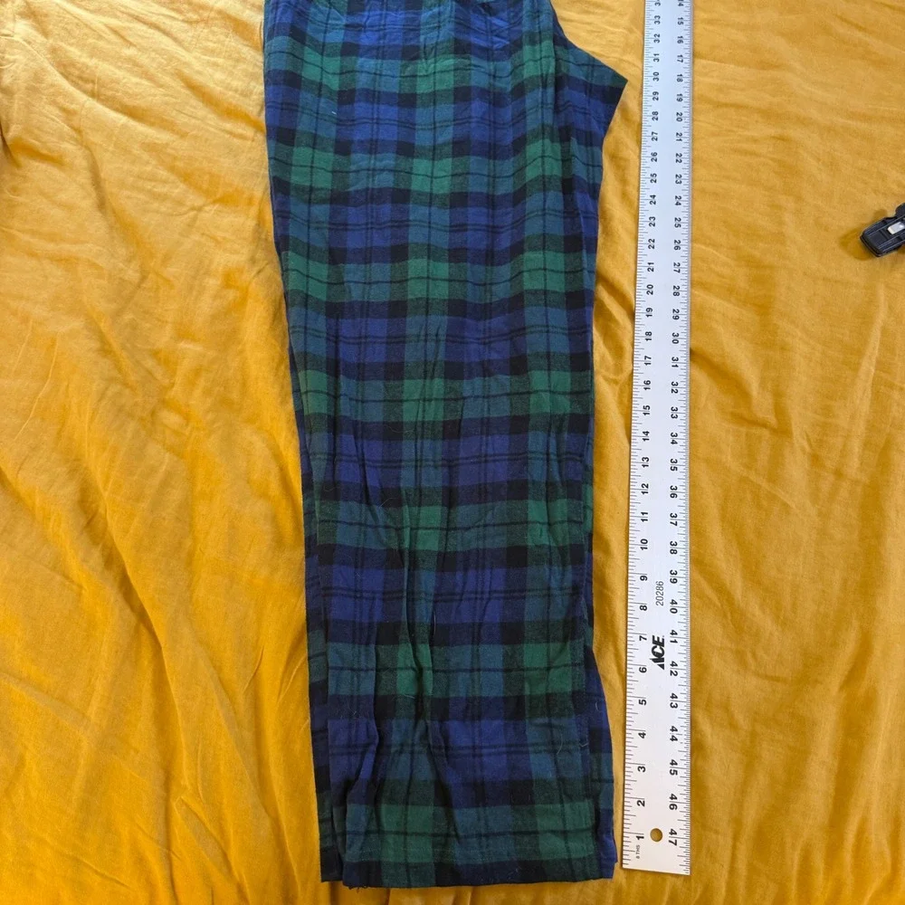 Eddie Bauer Lounge Mens XXL Green Navy Black Watch Plaid Pajama Pants Flannel - Picture 6 of 6